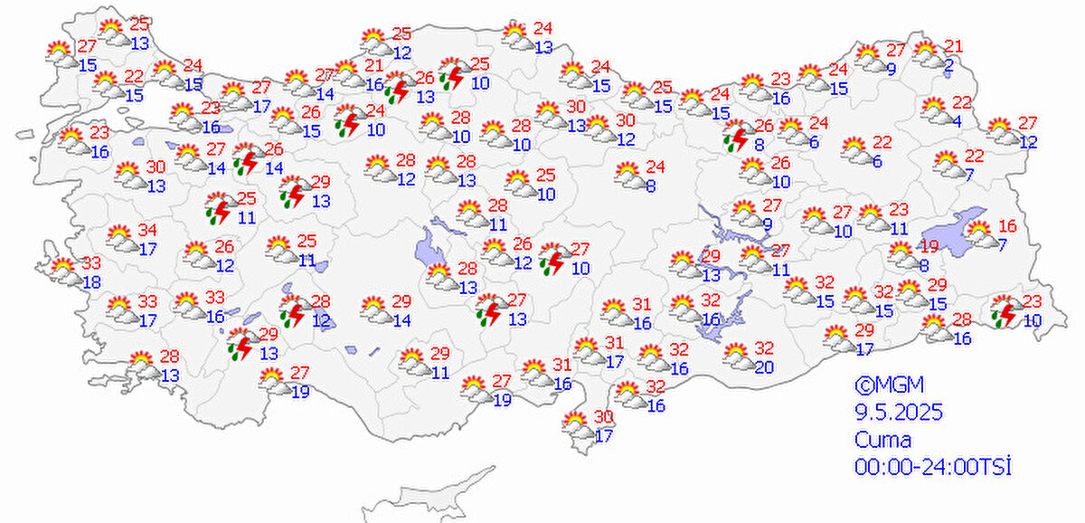 Meteoroloji Ankara ve Bolu'da sarı kodla yağış uyarısı yaparken Türkiye genelinde hava sıcaklıklarının 11 Mayıs'a kadarki sürede artmaya devam edeceğini tekrar etti.