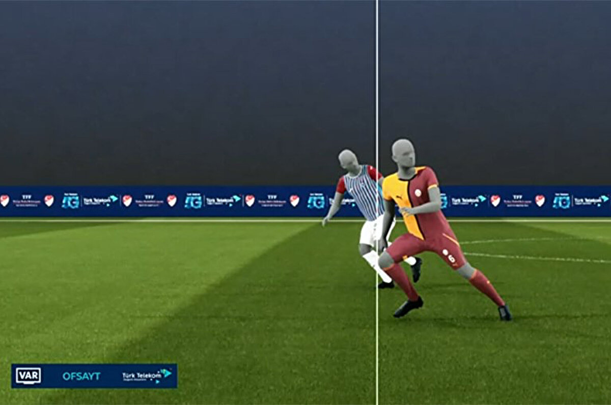 Daha sonra Riva'dan gelen üç boyutlu animasyonda çekilen ofsayt çizgisi ekrana yansıtıldı.<br>