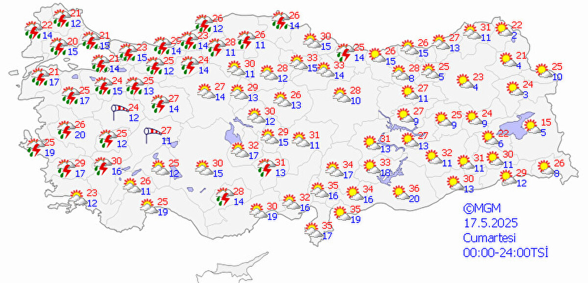 Mayıs ortasına gelinmesine rağmen havalar bir türlü ısınmıyor. Mont ve botlarla dışarı çıkan vatandaşlar, sıcaklıkların ne zaman artacağını merak ediyor. Ancak bu hafta sonu da güneş bekleyenler için hayal kırıklığı var. Meteoroloji, birçok bölge için şiddetli fırtına ve sağanak uyarısında bulundu.