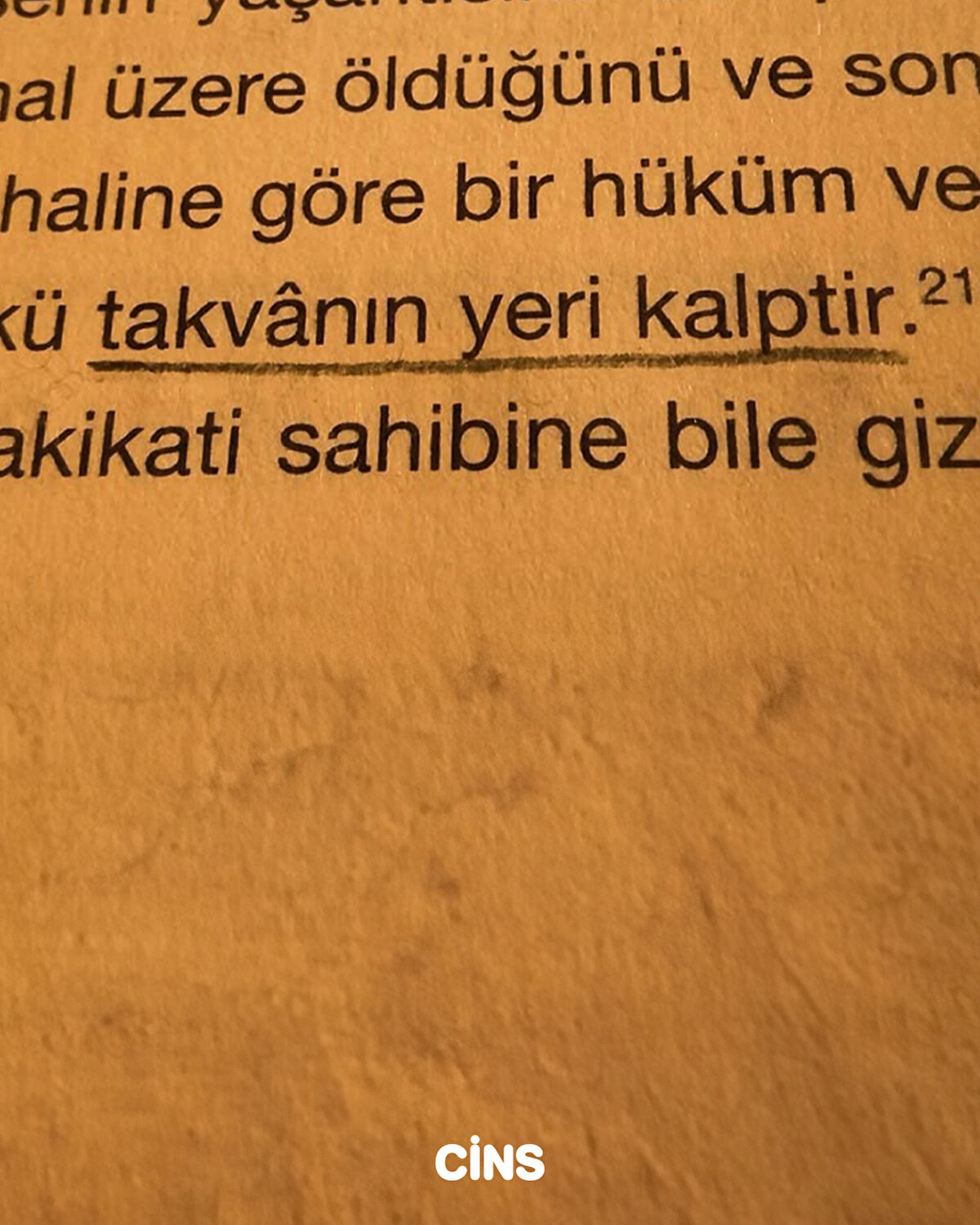 Takvanın yeri kalptir