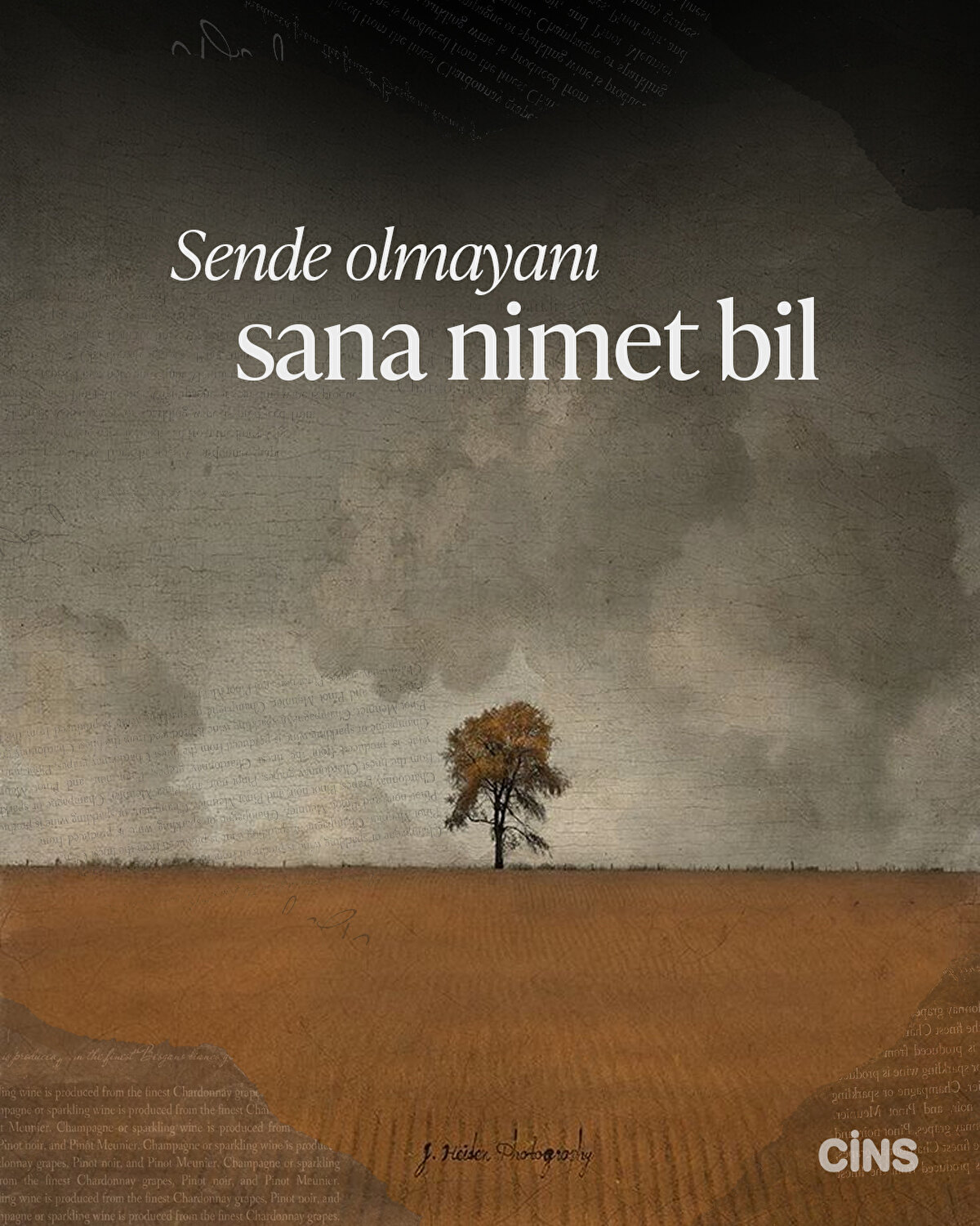 Sende olmayanı nimet bil