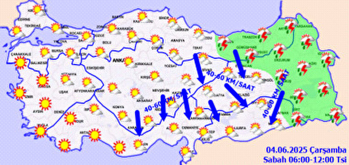 Meteoroloji Genel Müdürlüğü günlük hava durumu tahminlerini paylaştı. Bugün iç ve doğu kesimlerinin parçalı yer yer çok bulutlu, Doğu Karadeniz, Doğu Anadolu’nun kuzey ve doğusu, Güneydoğu Anadolu’nun doğusu ile Sivas çevrelerinin yerel olmak üzere sağanak ve gök gürültülü sağanak yağışlı, diğer yerlerin az bulutlu ve açık geçeceği tahmin ediliyor.