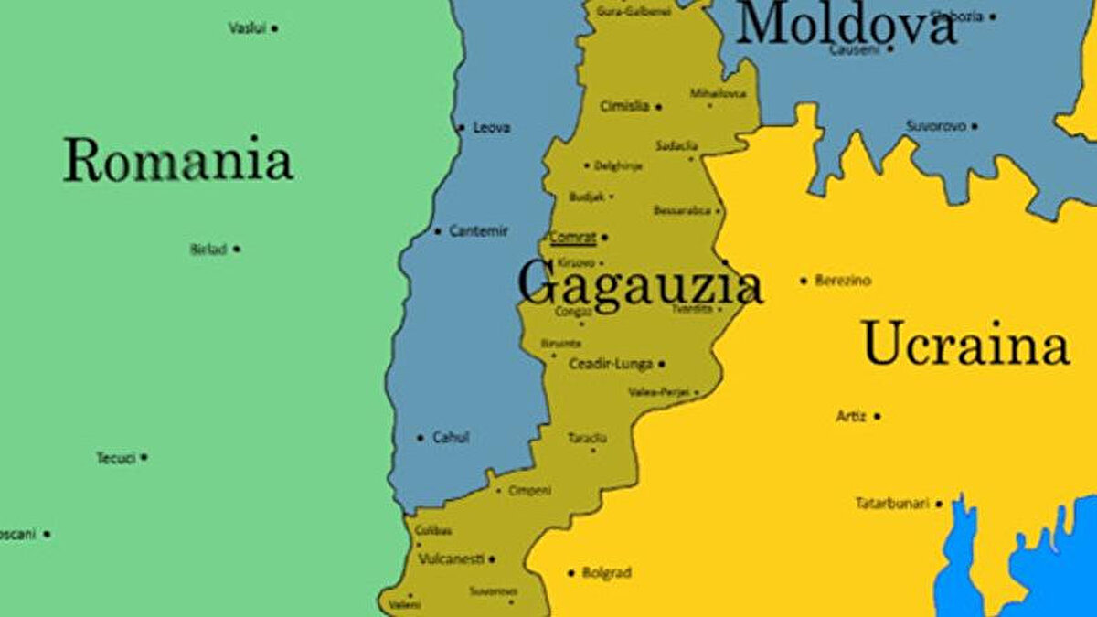 Gagavuzya (Moldova İçinde Özerk, Türk Kökenli Halk)<br><br>📌 Konum: Moldova<br>📜 Durum: Özerkliğini ilan etti; Türkiye dâhil birçok ülke destekliyor ama bağımsız değil.<br>🏳️ Not: Gagavuzlar, Oğuz Türklerinden geliyor.<br><br>