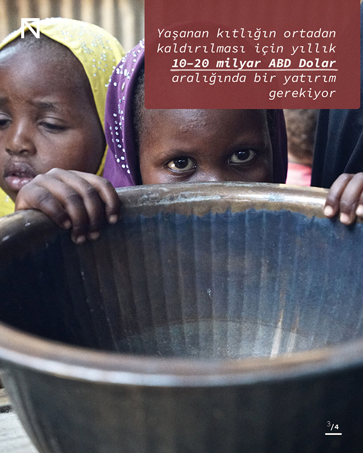 Yaşanan kıtlığın ortadan kaldırılması için yıllık 10–20 milyar ABD Dolar aralığında bir yatırım gerekiyor