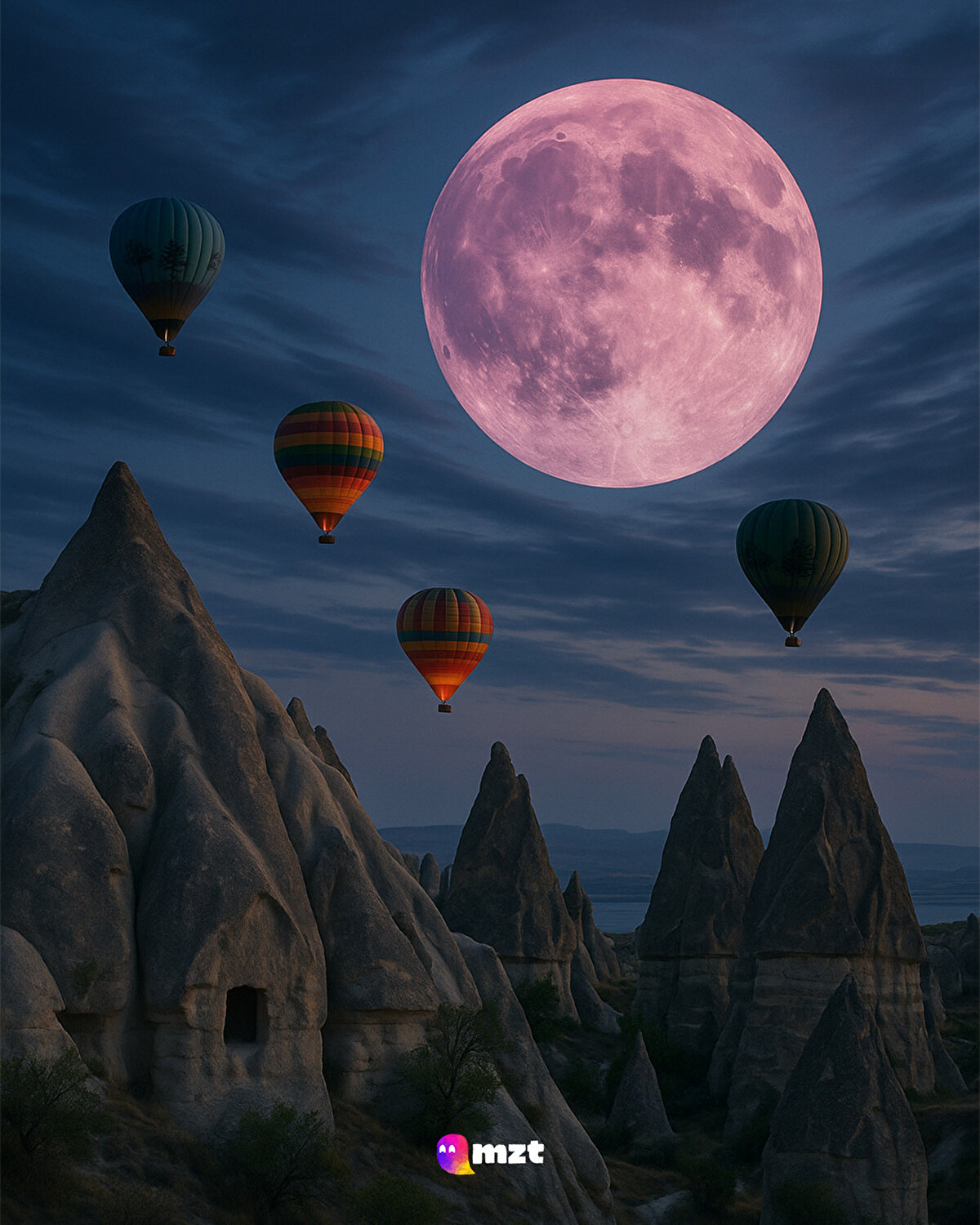 Ayın pembe renkte gözüktüğü Çilek Dolunayı