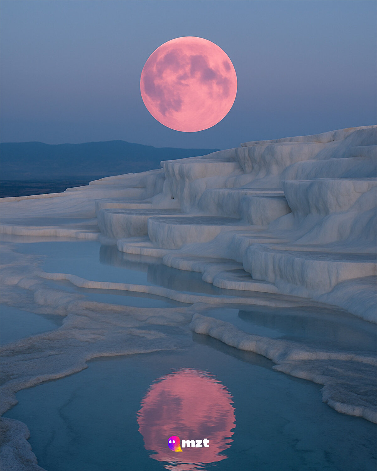 Ayın pembe renkte gözüktüğü Çilek Dolunayı