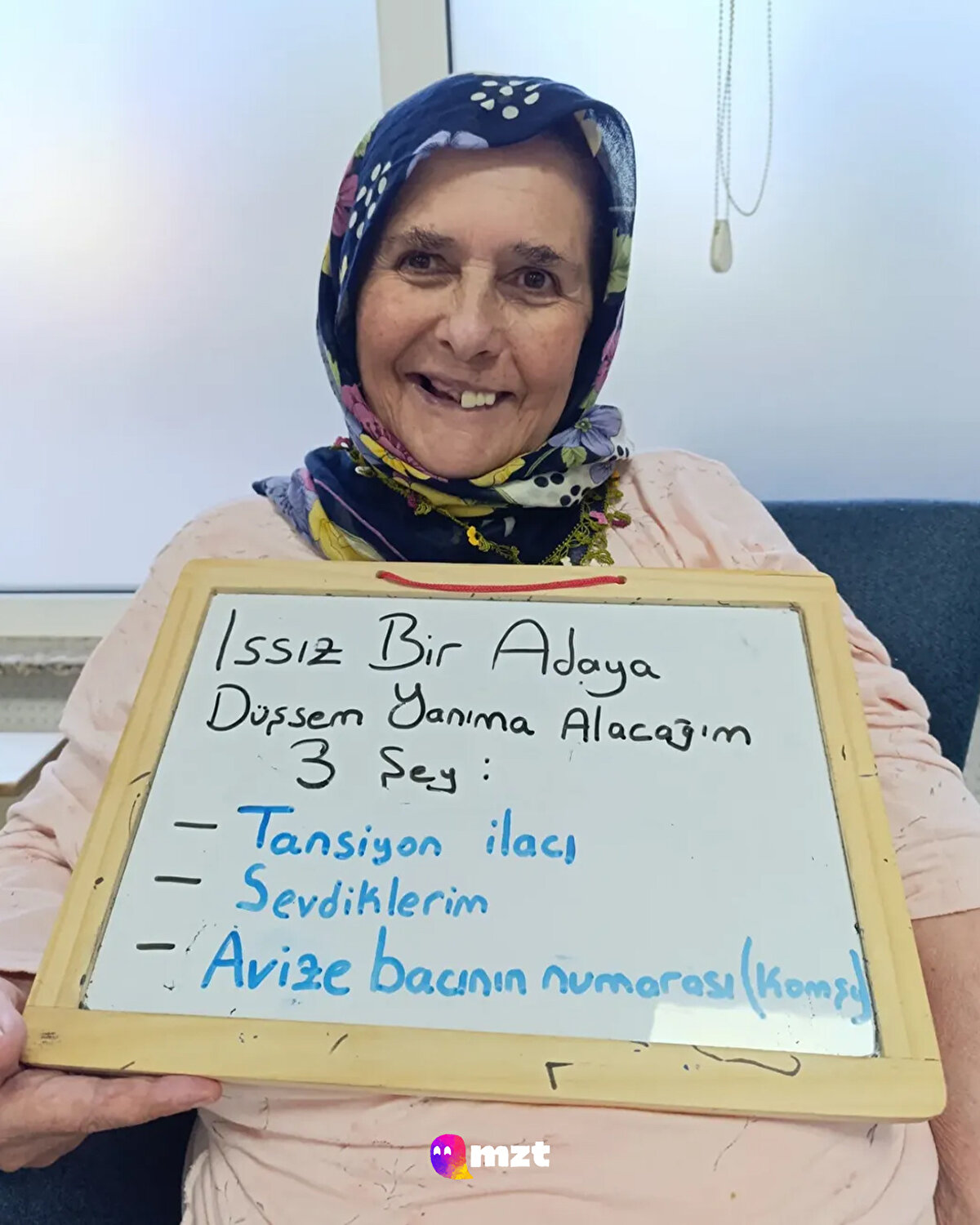 Fizyoterapi merkezindeki yaşlıların "ıssız bir adaya düşseniz yanınıza ne alırdınız?" sorusuna verdikleri cevaplar