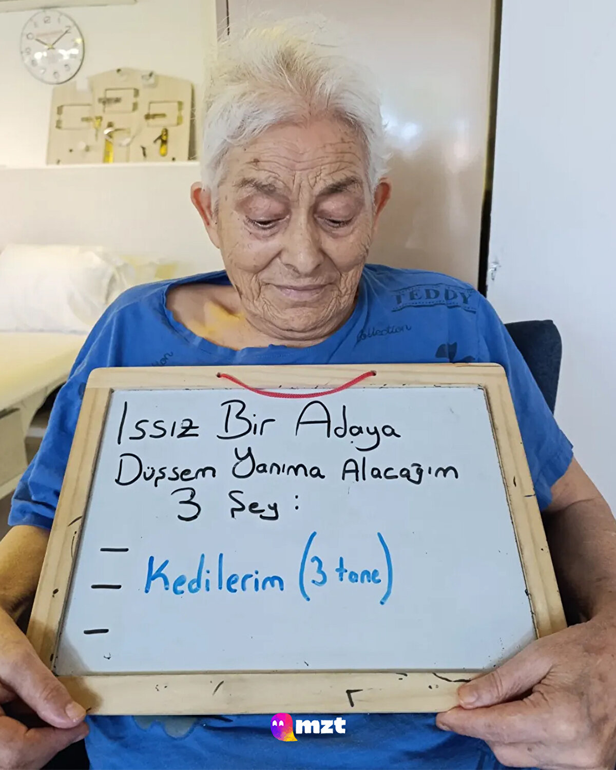 Fizyoterapi merkezindeki yaşlıların "ıssız bir adaya düşseniz yanınıza ne alırdınız?" sorusuna verdikleri cevaplar