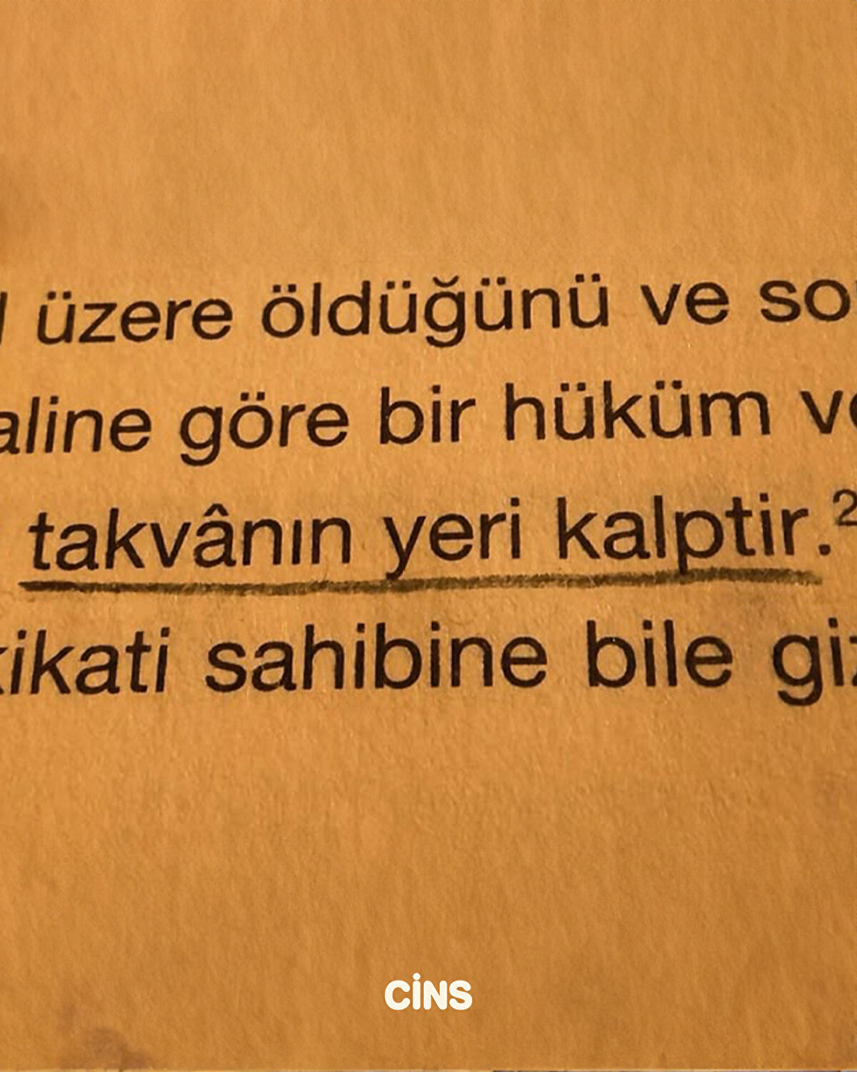 Takvanın yeri kalptir. 