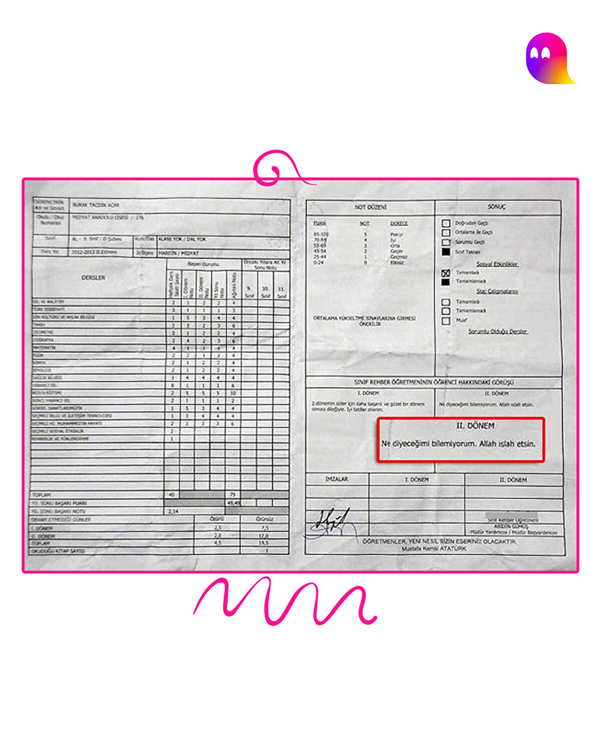 Gelmiş geçmiş en iyi karne yazıları