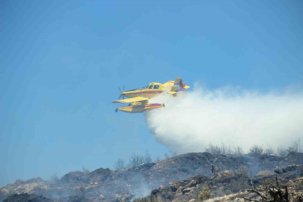 İzmir<br><br>Bornova'da orman dışı alanda çıkan yangın, ormanlık alana sıçradı.<br>İhbar üzerine yangının çıktığı bölgeye ekipler sevk edildi.<br>Alevlerle mücadele havadan ve karadan sürüyor.