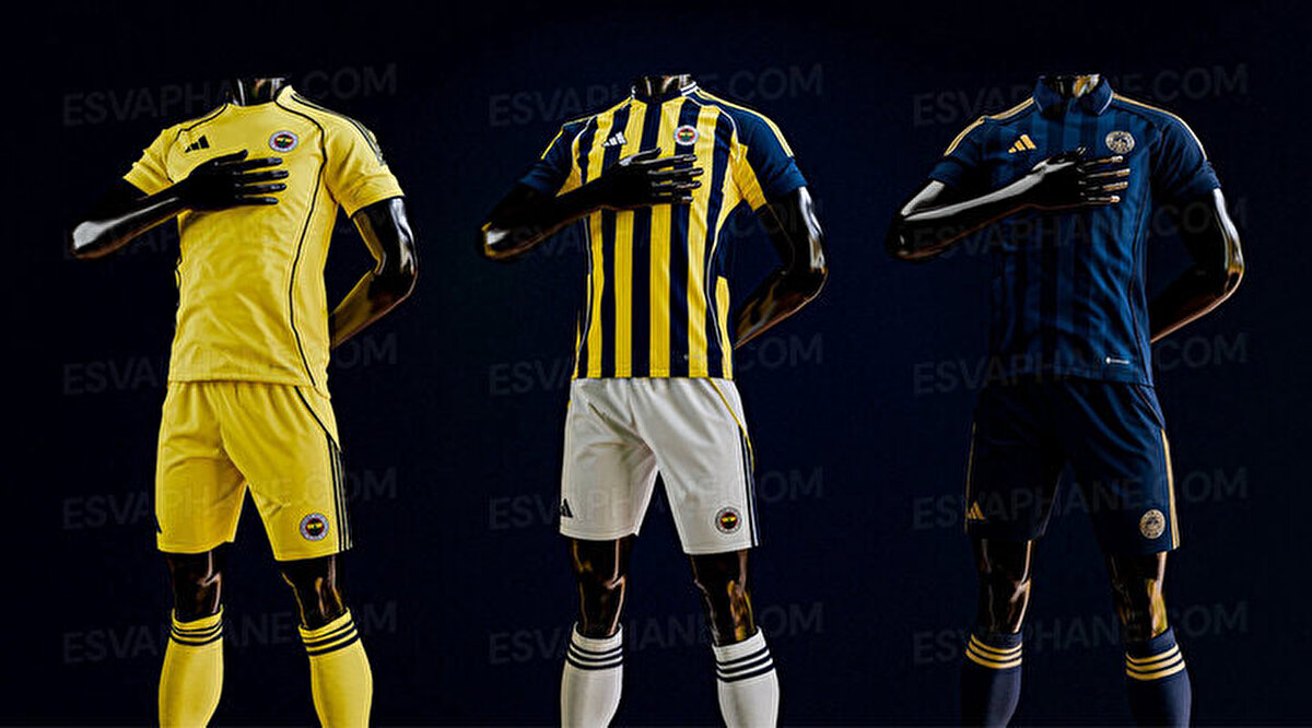 İşte Fenerbahçe'nin 2025-2026 sezonunda giyeceği formaların tamamı.<br>