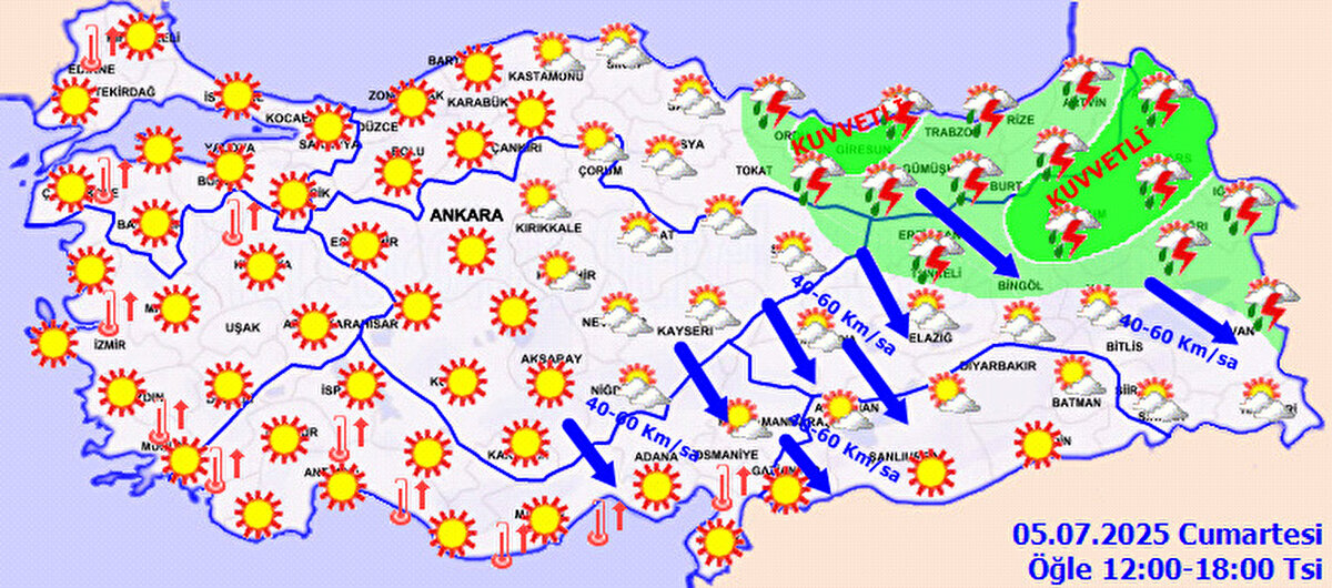 İl il 5 Temmuz 2025 hava durumu tahminleri
