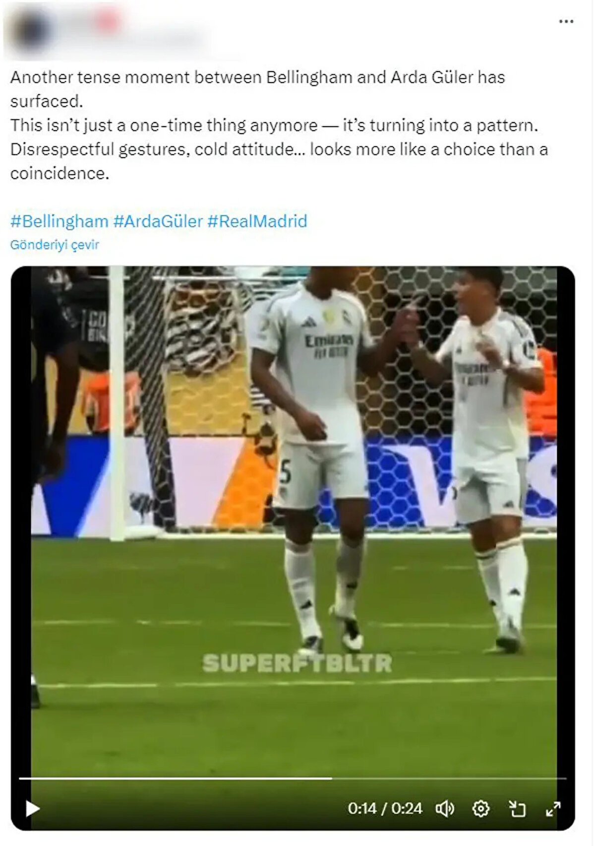 Mücadelenin en dikkat çeken anları olarak Bellingham ile Arda Güler arasında yaşananlar gösterilmişti. Görüntülerde Bellingham'ın milli futbolcuya sık sık tepki gösterdiği görülmüştü.<br>