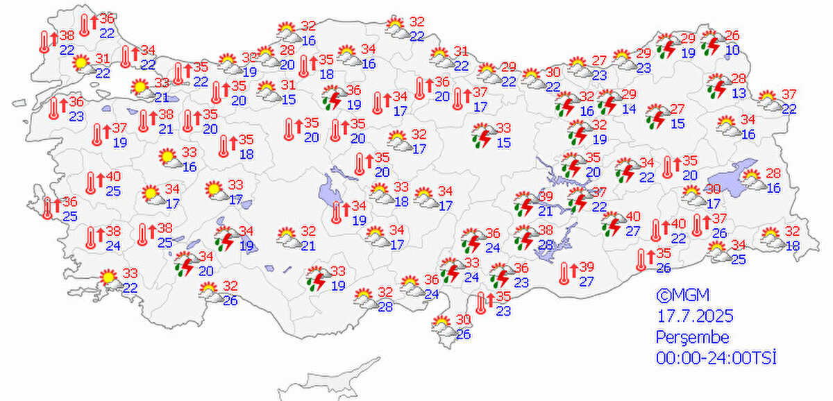 17 Temmuz Perşembe hava durumu