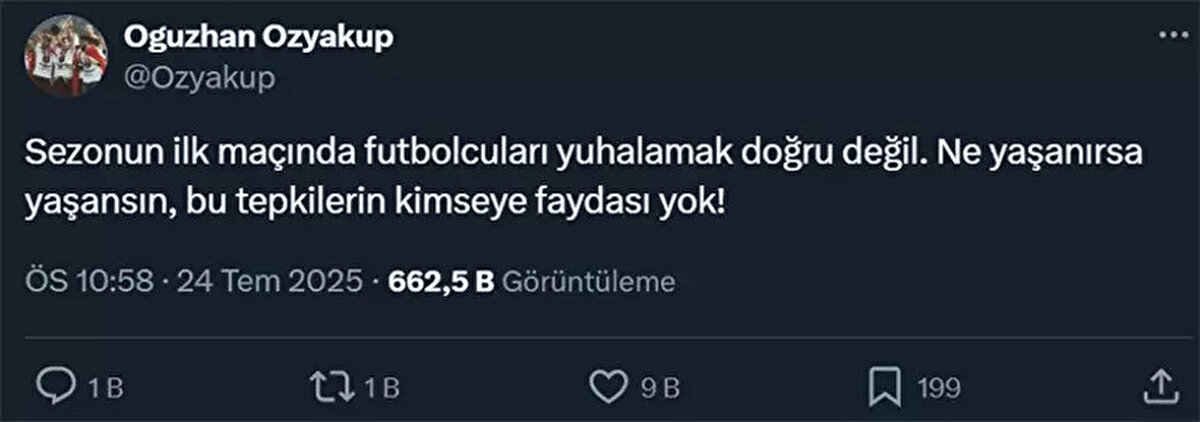 İşte o paylaşım:
