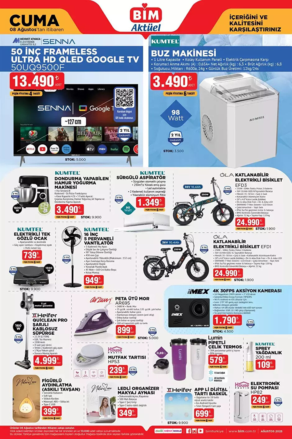 8 AĞUSTOS CUMA BİM YENİ AKTÜEL KATALOG<br>Paşabahçe Kapaklı Patisserie Servis Tabağı 299 TL<br><br>Leafy Kavanoz ~ 1080 cc 229 TL<br><br>Leafy Kavanoz ~ 380 cc 159 TL<br><br>Villa Patisserie 3 Katlı Cam Saklama Kabı ~ 505 cc 239 TL<br><br>Borcam Dilimli Kek Kalıbı ~ 1680 cc ~ 21,8 cm 159 TL<br><br>Leafy Su Şişesi ~ 1035 cc 159 TL<br><br>Borcam Kapaklı Tencere ~ 1870 cc ~23x19cm 219 TL<br><br>Leafy Borcam Fırın Tepsi ~ 2900 cc ~ 37x24 cm 259 TL