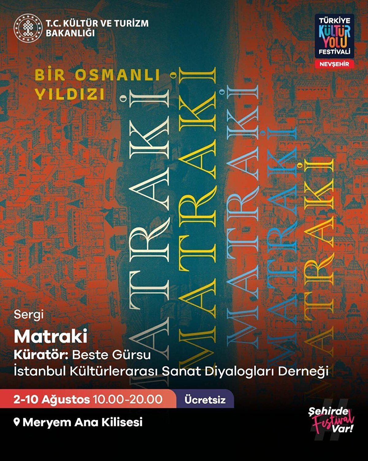 Peri bacalarının gölgesinde sanatla dokuz gün<br><br>Nevşehir Kültür Yolu Festivali, 2 Ağustos itibarıyla başlayan dopdolu programıyla dokuz gün boyunca konserlerden sergilere, söyleşilerden çocuk etkinliklerine kadar her yaşa ve ilgi alanına hitap eden yüzlerce etkinlikle Nevşehirlilere ve şehri ziyaret eden sanat tutkunlarına unutulmaz bir kültür-sanat deneyimi yaşatacak. Masalsı Kapadokya'nın kalbinde başlayan bu ilham dolu yolculuk, kültürle, sanatla ve yaratıcılıkla dolu bir haftaya kapı aralıyor.