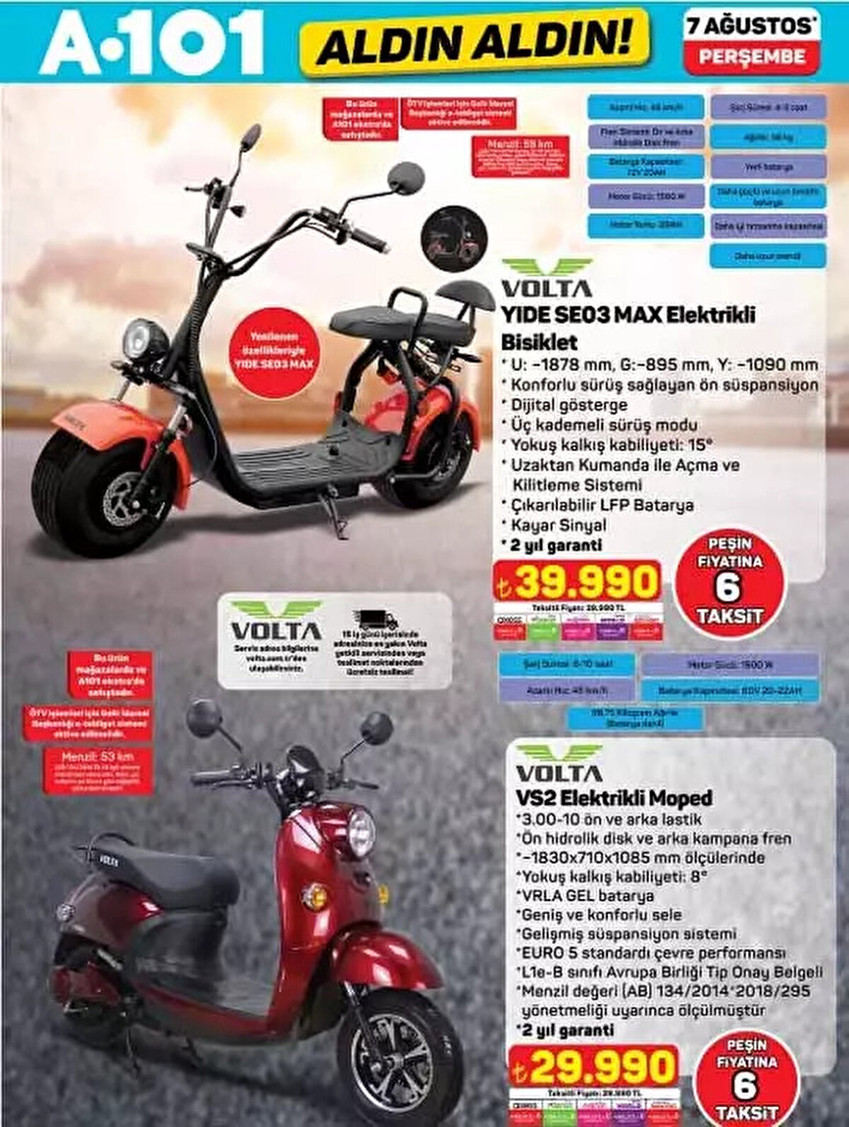 SEO3 Elektrikli Bisiklet 39.990 TL<br><br>VS2 Elektrikli Moped 29.990 TL