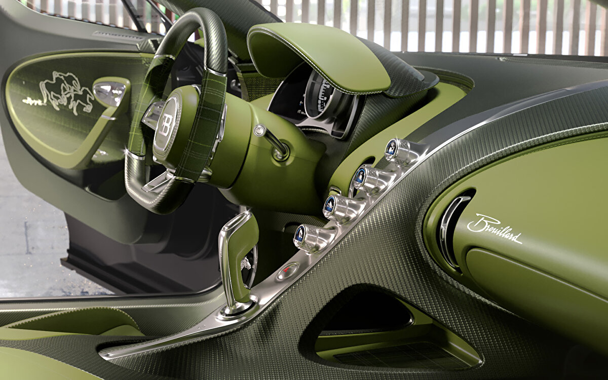 <br><br>At nalını andıran ikonik ızgarası dikkat çekiyor <br><br>Ön tarafında at nalını andıran ikonik Bugatti ızgarası karşımıza çıkıyor.  Yatay LED aydınlatma ve karartırmış kısımların ön kısmı oluşturduğunu söyleyelim. Arkada ise ok benzeri LED farları görebiliyoruz. Arka kısımda ayrıca aydınlatmalı Bugatti yazısı da dikkat çekiyor.<br>