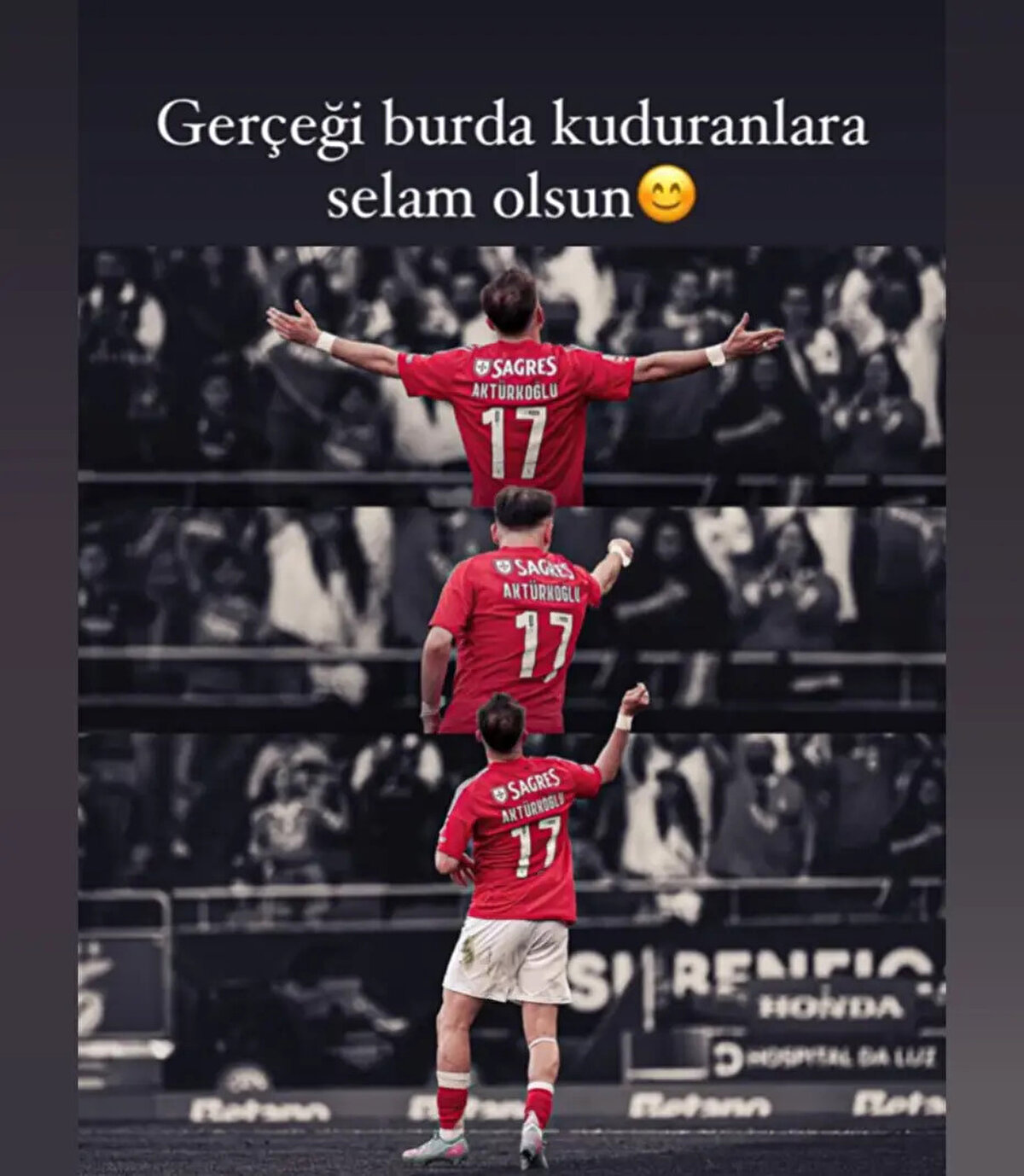 Sosyal medya hesabından Kerem Aktürkoğlu'nun gol sevincini paylaşan Subaşı, "Gerçeği burada kuduranlara selam olsun" notunu düştü.<br>