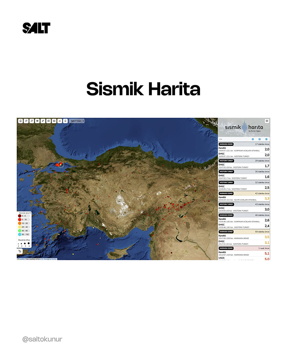 Sismik Harita : Dünya genelindeki sismik hareketleri görselleştirerek takip imkânı sağlar.<br><br>