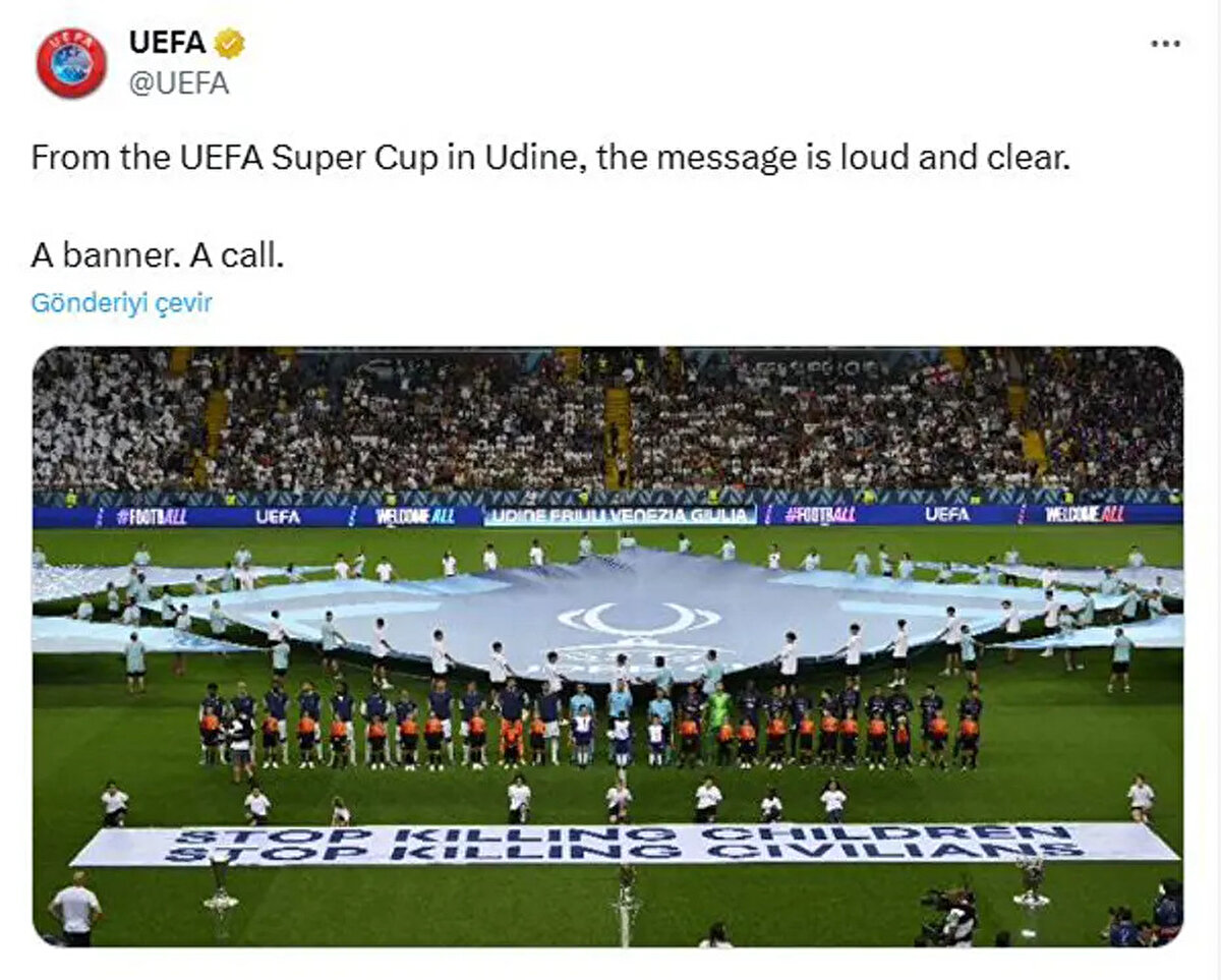 UEFA'nın konuyla ilgili yaptığı paylaşımın altında da binlerce tepki mesajı ve "yazıklar olsun", "utanmazlar" gibi yorumların yer aldığı görüldü.<br>