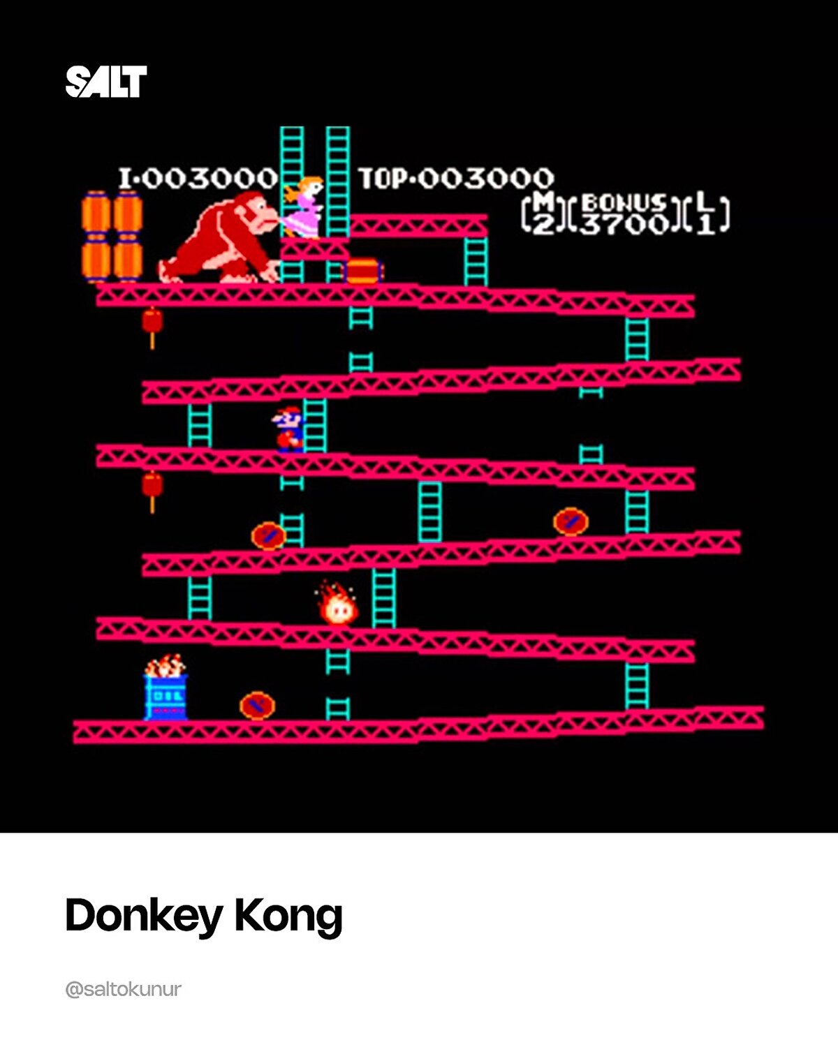 Donkey Kong<br>1981’de Nintendo tarafından geliştirilen oyun. Mario’nun ilk kez göründüğü yapım olarak tarihe geçti. Oyuncular, prensesi kurtarmak için engelleri aşmaya çalışıyor.