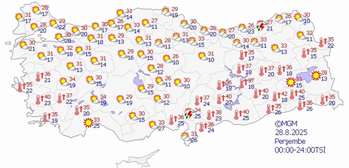 Meteoroloji’den sağanak yağış uyarısı<br><br>Meteoroloji Genel Müdürlüğü’nün son değerlendirmelerine göre, Türkiye genelinde hava sıcaklıkları mevsim normalleri civarında seyredecek. Ancak bazı bölgelerde sağanak yağış etkili olacak. Bugün Denizli, Isparta, Artvin, Rize ve Hatay kıyılarında yerel sağanak ve gök gürültülü sağanak yağış bekleniyor.
