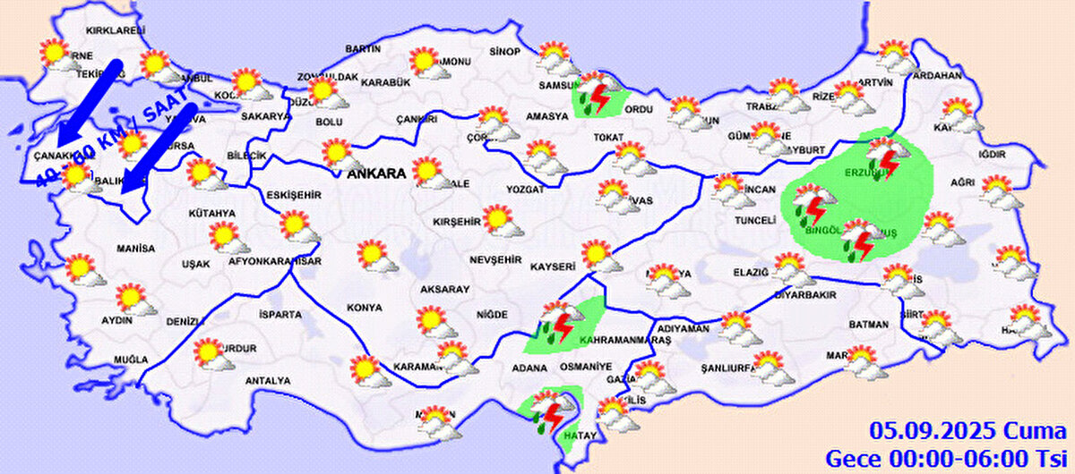 5 Eylül Cuma hava tahmin raporu
