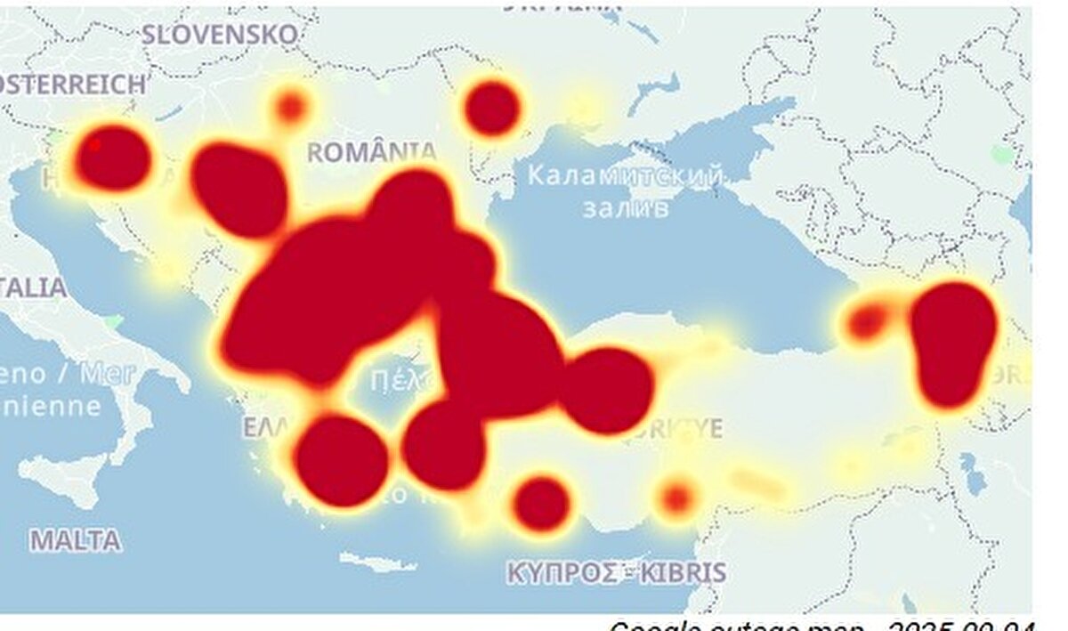 Doğu Avrupa'da da erişim sorunu yaşanıyor. Birçok kullanıcı Doğu Avrupa'da da Google, Gemini, Gmail, Drive, YouTube erişim sorunları yaşadıklarını bildirdi.