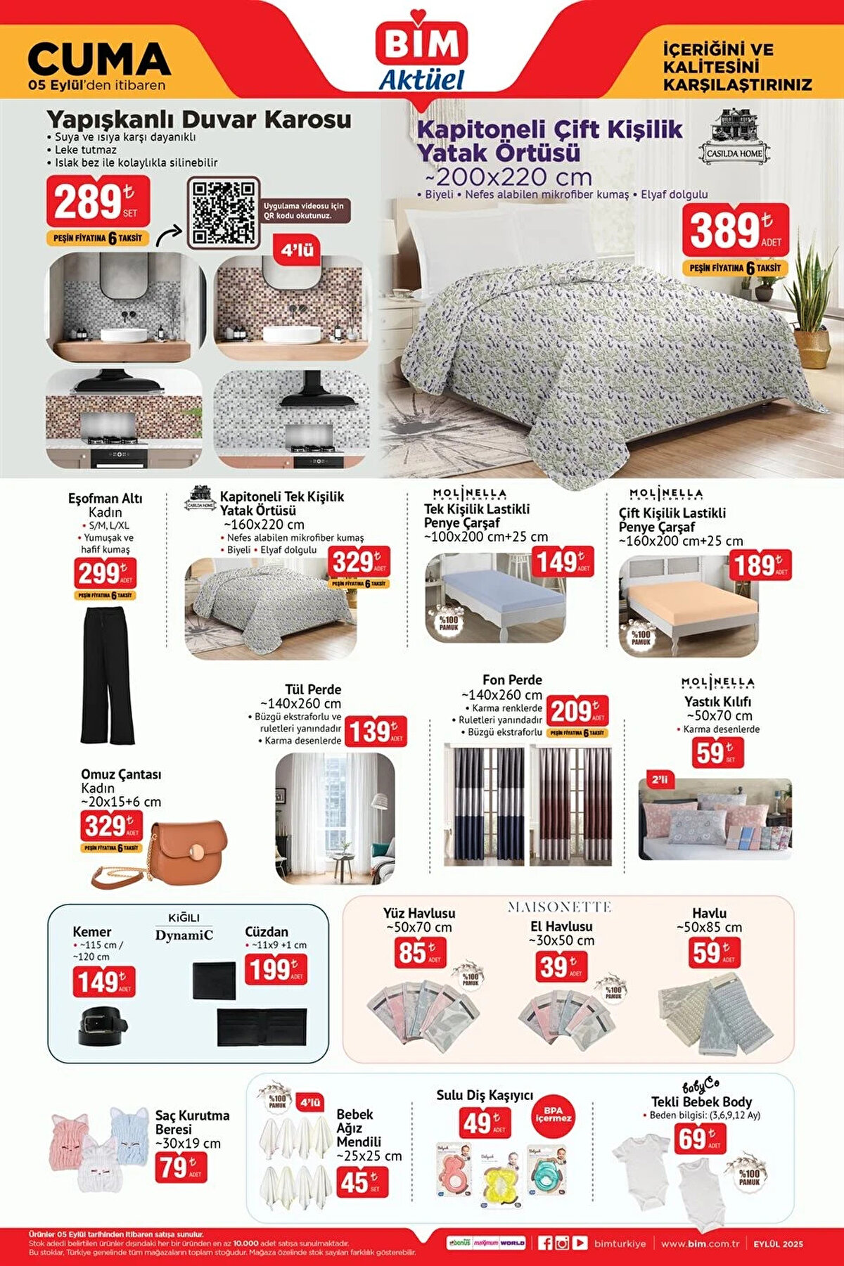 Yapışkanlı Duvar Karosu 289 TL<br><br>Kapitoneli Çift Kişilik Yatak Örtüsü 389 TL<br><br>Kadın Eşofman Altı 299 TL<br><br>Kapitoneli Tek Kişilik Yatak Örtüsü 329 TL<br><br>Kadın Omuz Çantası 329 TL