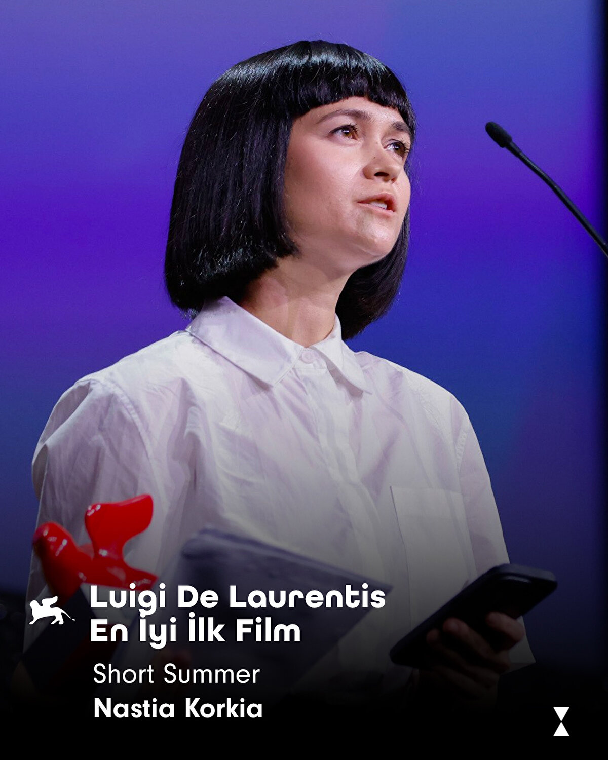 Luigi De Laurentiis En İyi İlk Film Ödülü Short Summer ile Nastia Korkia’ya takdim edildi.