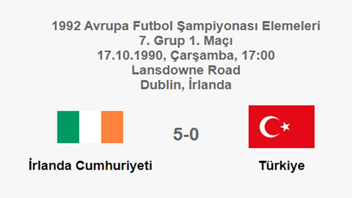 İrlanda 5-0 Türkiye: 17 Ekim 199