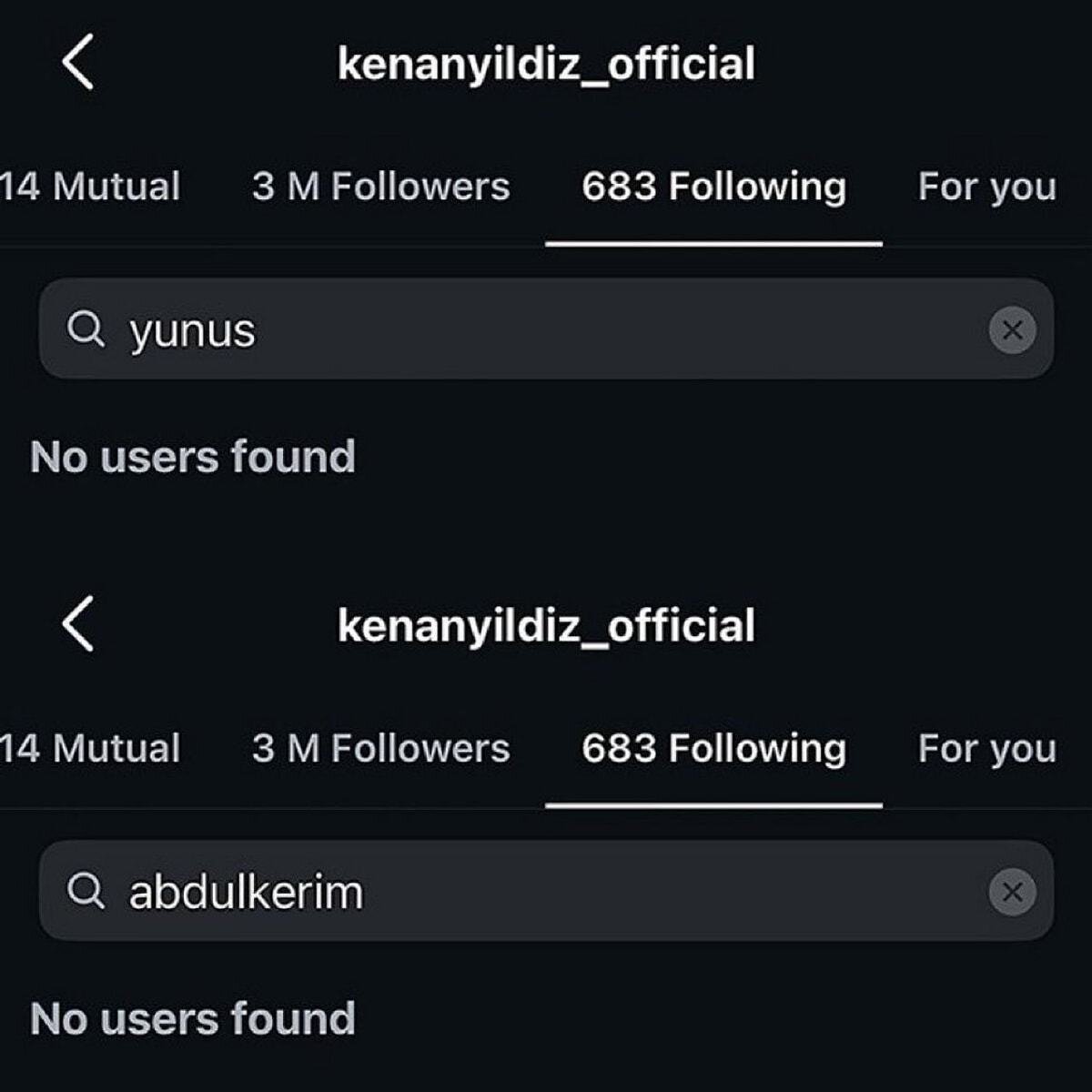 Kenan Yıldız'ın da aynı şekilde Instagram Galatasaray'ın yıldızları Abdülkerim Bardakcı ve Yunus Akgün'ü takipten çıkardığı görüldü. 