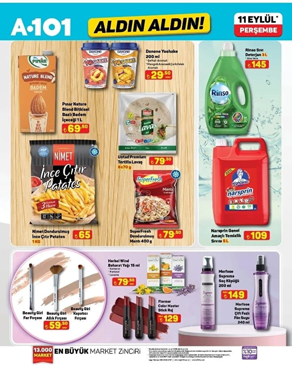 NİMET DONDURULMUŞ İNCE ÇITIR PATATES 1 KG<br>Fiyat: 65 TL<br><br>HERBAL WIND BAHARAT YAĞI 15 ML<br><br>Fiyat: 79,50 TL