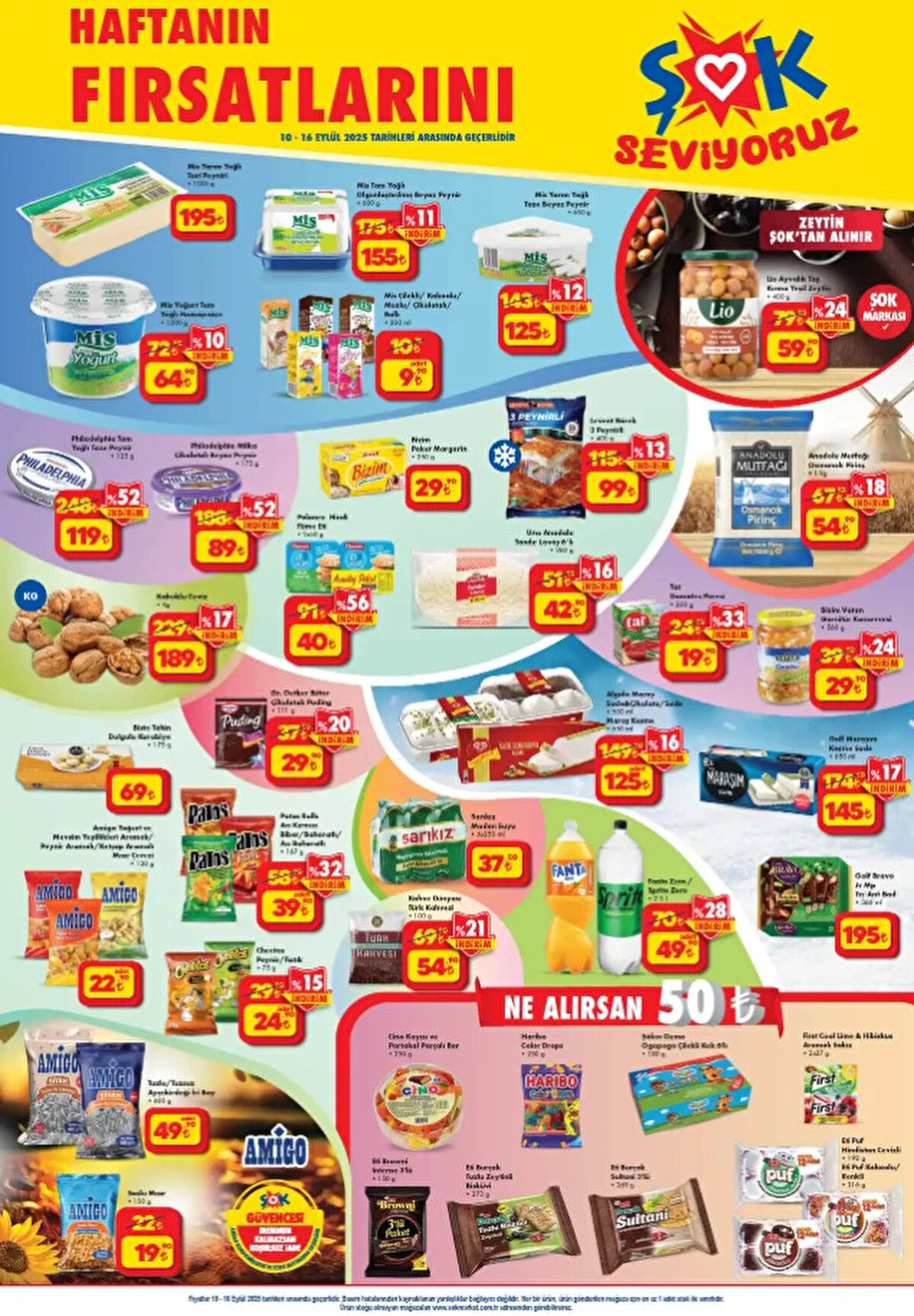 MİS YARIM YAĞLI TOST PEYNİRİ 1000 G<br>Fiyat: 195 TL<br><br>KABUKLU CEVİZ KG<br><br>Fiyat: 189 TL