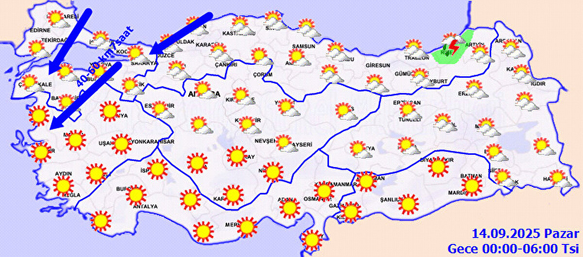 14 Eylül hava tahmin raporu