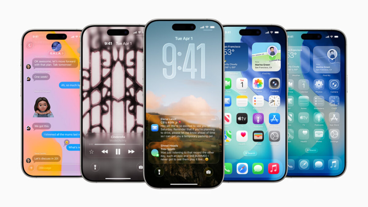 Liquid Glass Tasarımı<br>Yeni “Liquid Glass” tasarım diliyle menüler, simgeler ve widget’lar yarı saydam hale geliyor. iOS 26 sadece iPhone’da değil, diğer Apple işletim sistemlerinde de bu tasarımı yansıtıyor.