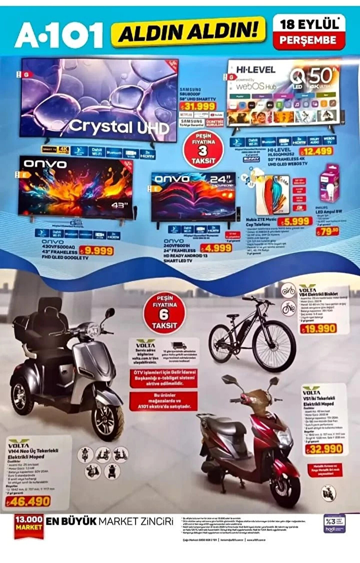 HI-LEVEL HL50QMN252 50” FRAMELESS 4K UHD QLED WEBOS TV<br>Fiyat: 12,499 TL<br><br>PHILIPS LED AMPUL 8 W<br><br>Fiyat: 79,50 TL