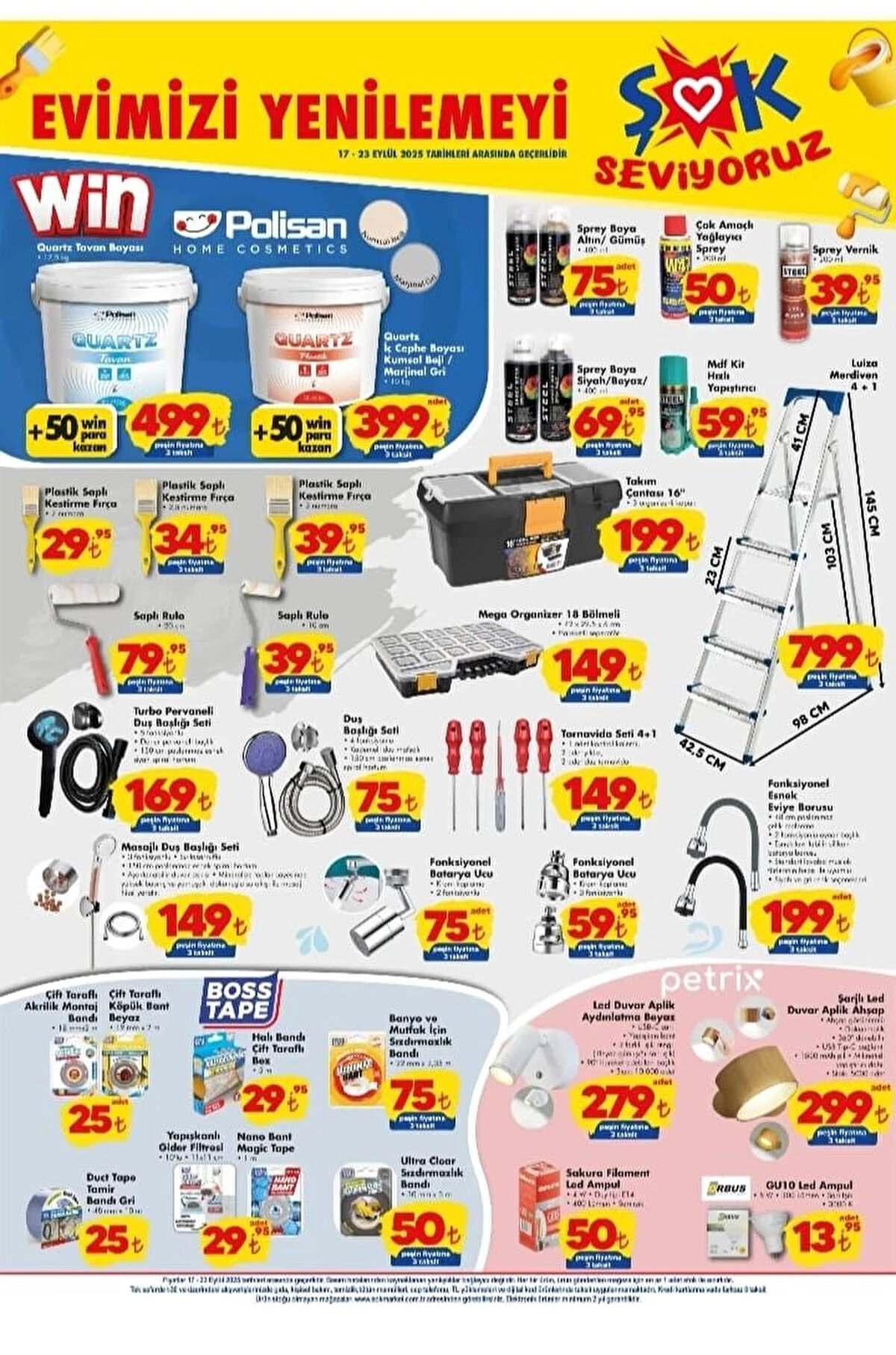 LUİZA MERDİVEN 4+1<br>Fiyat: 799 TL<br><br>DUŞ BAŞLIĞI SETİ<br><br>Fiyat: 75 TL