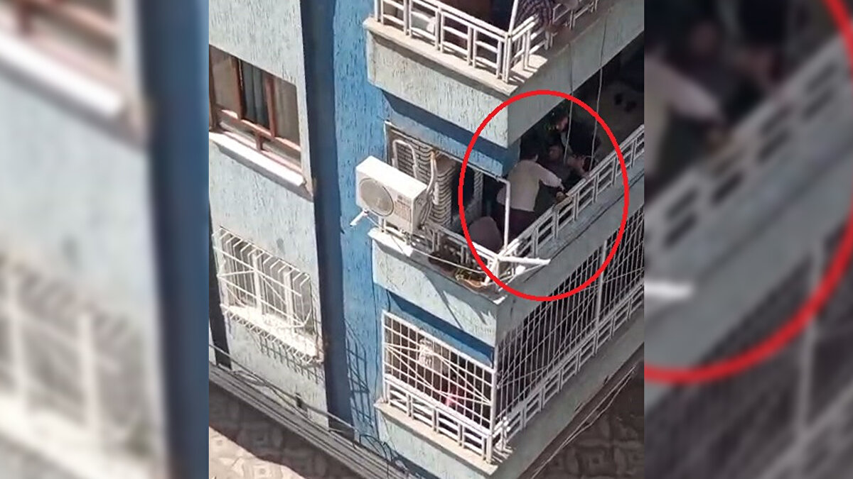 Çocuğun kurtarılma anı cep telefonu kamerasıyla kaydedildi.