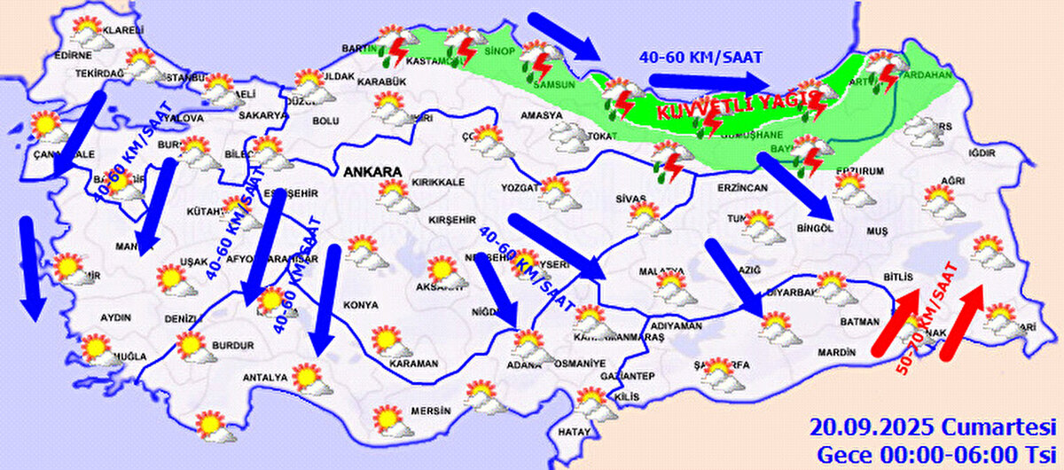 20 Eylül 2025 Cuma hava tahmin raporu 