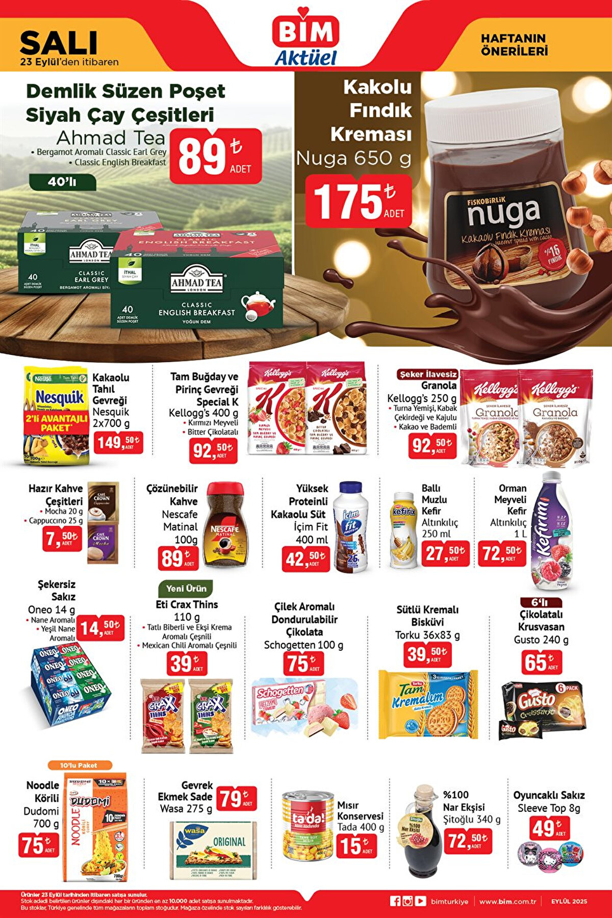 BİM 23-27 Eylül 2025 aktüel ürünler kataloğu açıklandı. Salı ve Cuma günleri geçerli olacak indirim kampanyalarıyla müşterilere cazip fırsatlar sunan BİM, bu hafta da alışveriş listelerini dolduracak. Midi fırın, kahve makinesi, ankastre set, ütü, battaniye ve daha pek çok ürün avantajlı fiyatlarla raflarda yerini alacak. Ev ihtiyaçlarını uygun fiyatlarla karşılamak isteyenler için hazırlanan BİM aktüel kataloğunun detayları merak ediliyor. İşte BİM fırsatlar listesi aktüel ürün kataloğu...