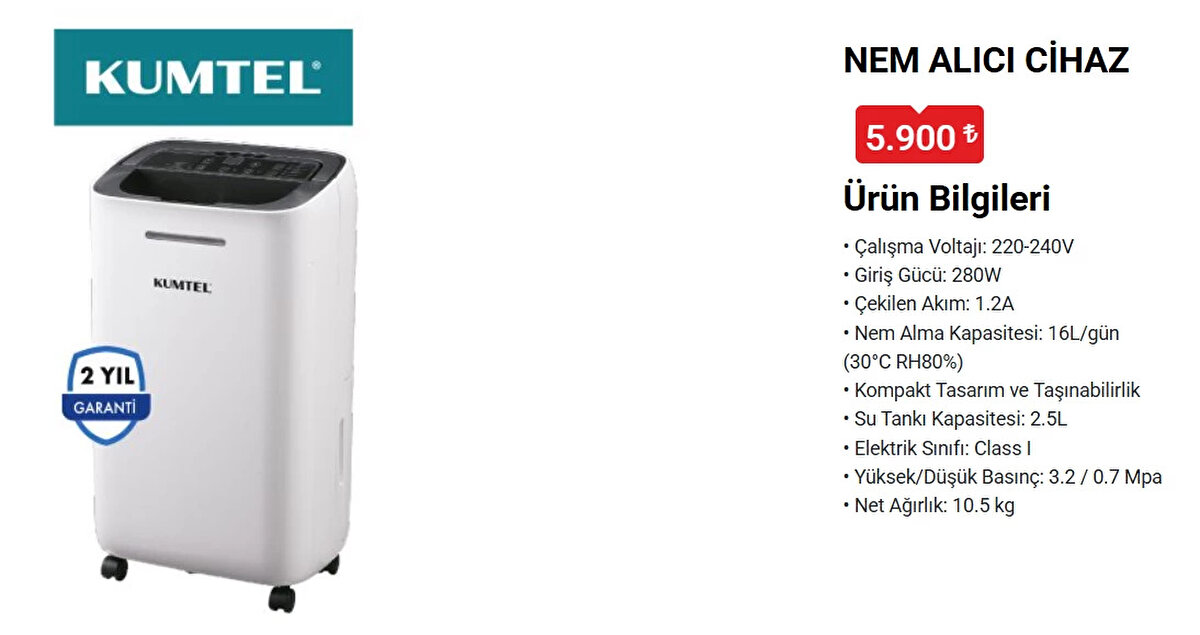 KUMTEL NEM ALICI CİHAZ<br>Fiyat: 5,900 TL