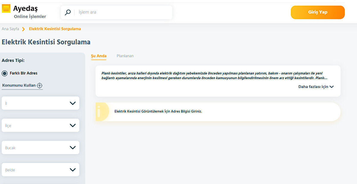 İstanbul Anadolu yakasında 25 Eylül Perşembe günü yaşanacak planlı bakım çalışmaları "https://online.ayedas.com.tr/elektrik-kesintisi-sorgulama" linki üzerinden kontrol edilebilir.