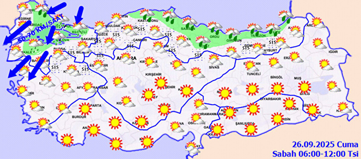 HAVA SICAKLIĞI<br><br>Kuzey ve iç kesimlerde sıcaklıkların 3 ila 5 derece azalacağı, diğer bölgelerde ise önemli bir değişiklik olmayacağı öngörülüyor.