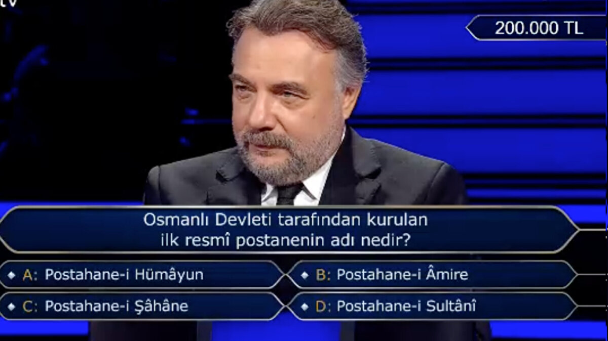 Sorunun cevabı ise B şıkkı, Postahane-i  Amire olacaktı