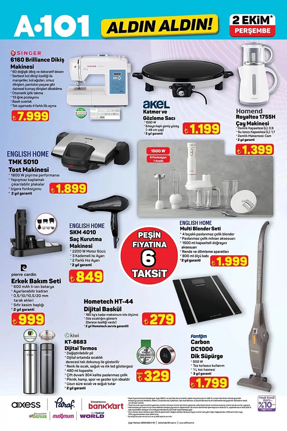 HOMEND ROYALTEA 1755H ÇAY MAKİNESİ<br>Fiyat: 1,399 TL<br><br>ENGLISH HOME SAÇ KURUTMA MAKİNESİ<br><br>Fiyat: 849 TL