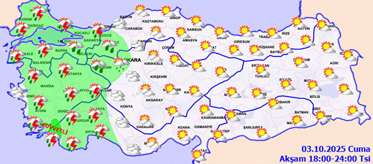 işte 3 Ekim 2025 Cuma hava tahmin raporu